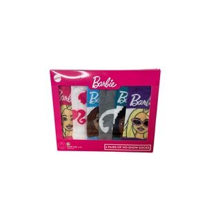 Barbie Kids 6 Pairs No Show Socks Shoe Size 4 - 10 Fun Designs